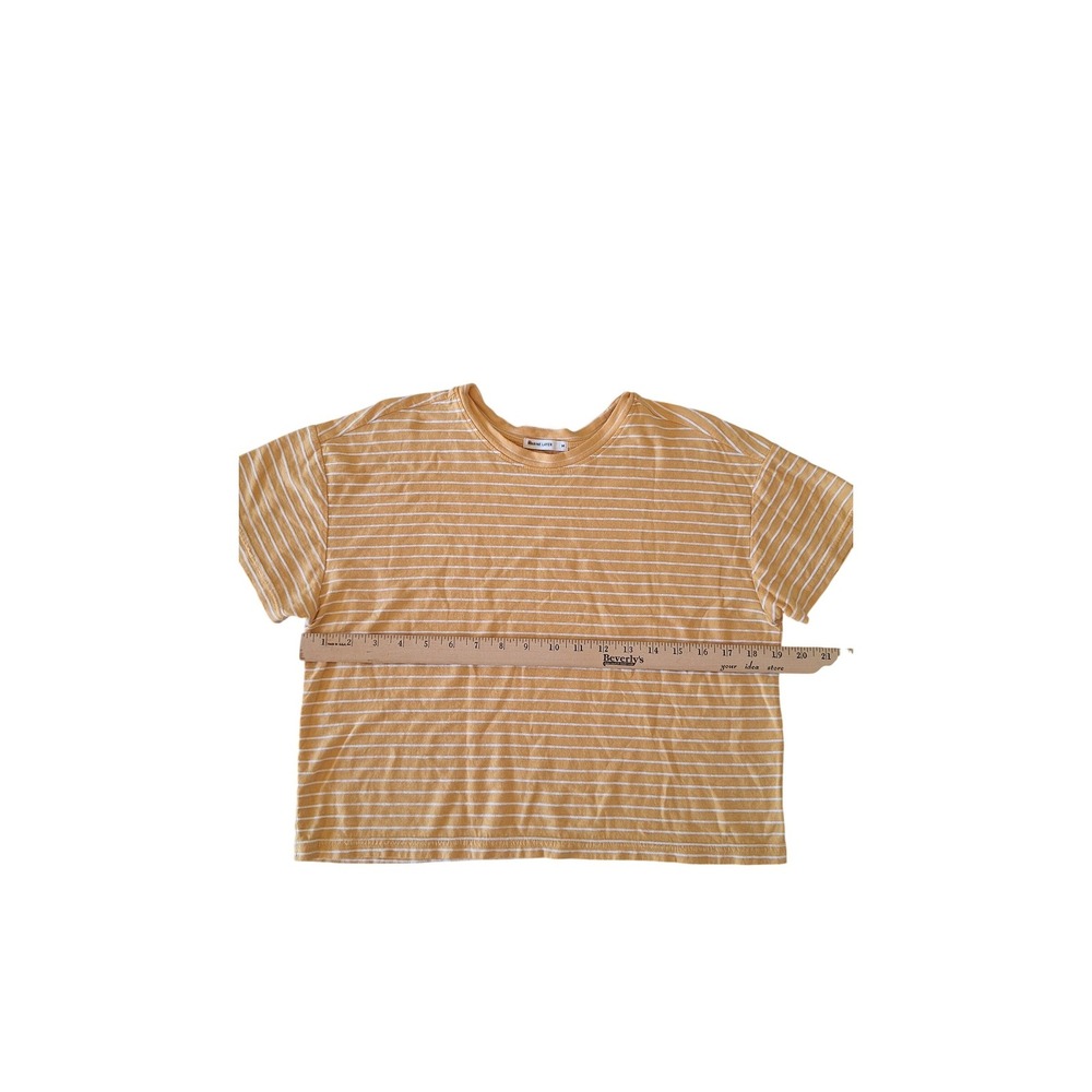 Marine Layer Womens Mustard Yellow White Striped Crop Crewneck Tee Size M - Picture 5 of 5